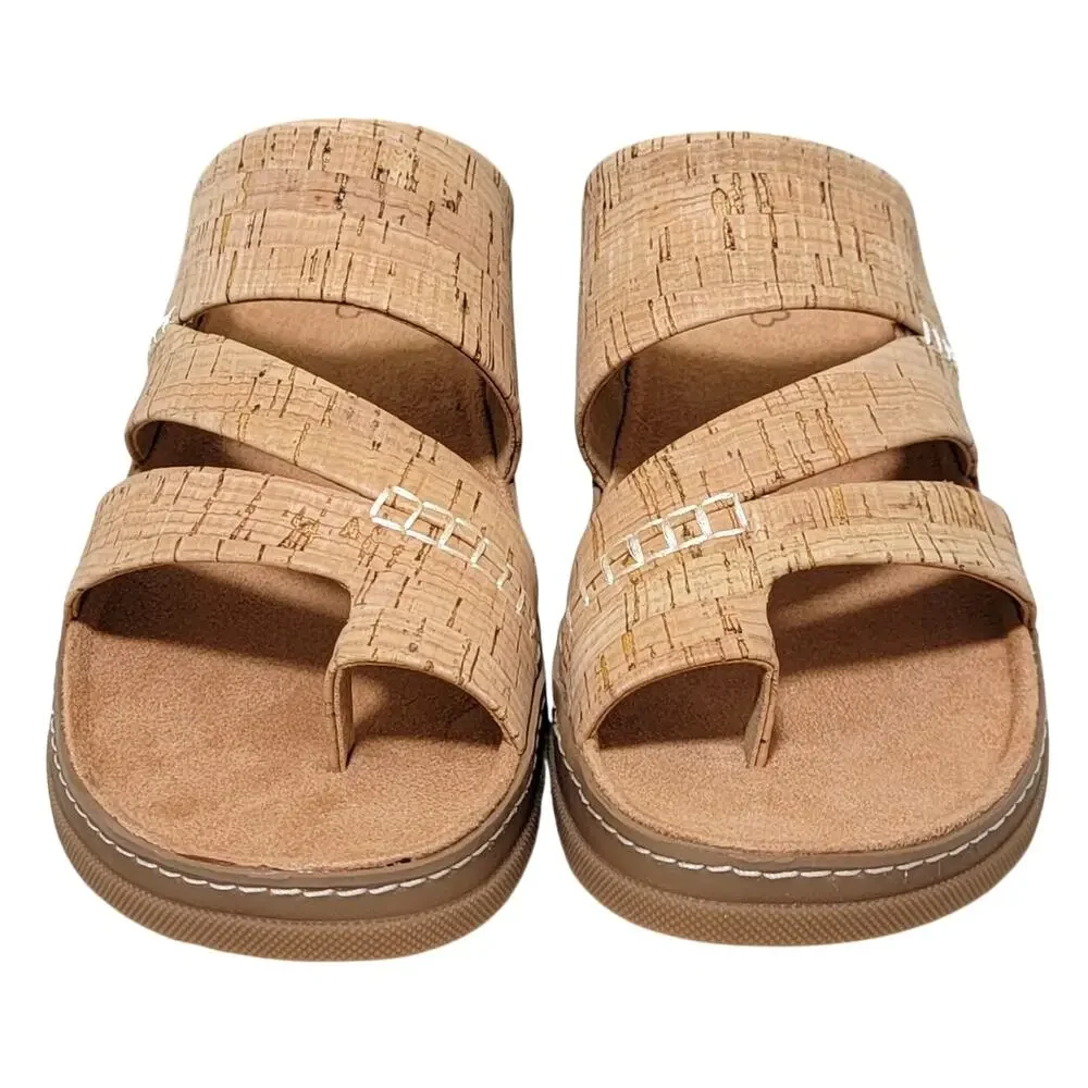 Baretraps Women Fresha Slip On Slide Sandals Size US 8M Natural Cork Brown